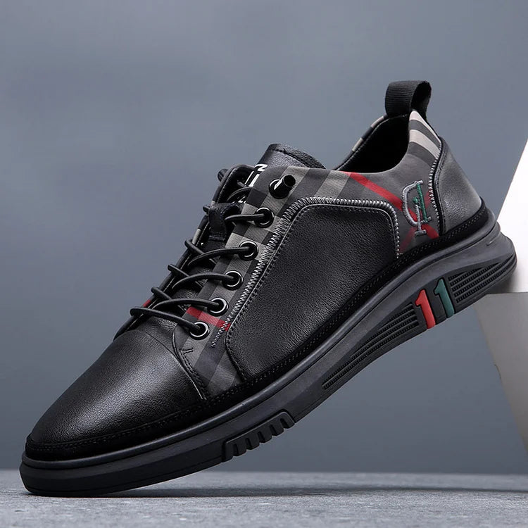 Men's Classic Plaid Versatile Leather Shoes