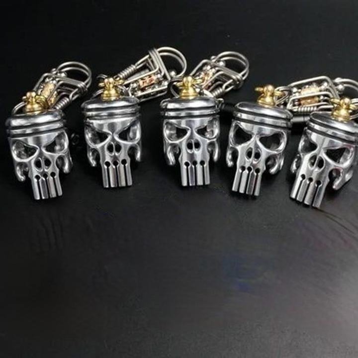 💀Piston art skull keychain [pendant/flashlight/bottle opener]