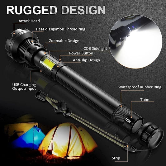 🔥SALE 49% OFF🔥 - LED Rechargeable Tactical Laser Flashlight 90000 High Lumens