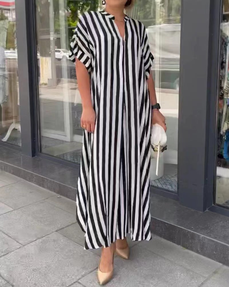 Women's V-Neck Striped Print Dress 🔥50% OFF🔥