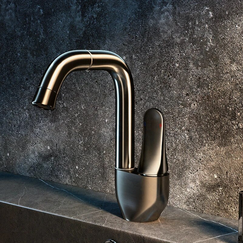 Gun Gray Bathroom Faucet Hot and Cold Brass Water