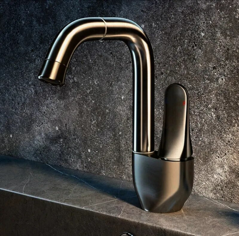 Gun Gray Bathroom Faucet Hot and Cold Brass Water