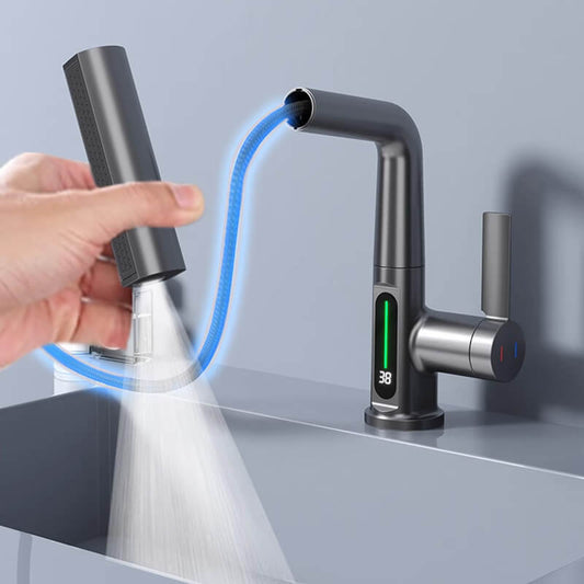 Lntelligent digital display pull-out faucet