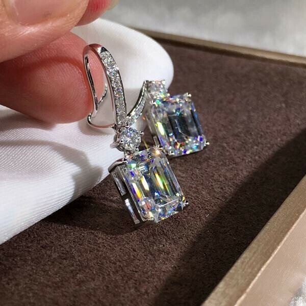 Square Cut Ice Candy Silver Ear Hook Earrings