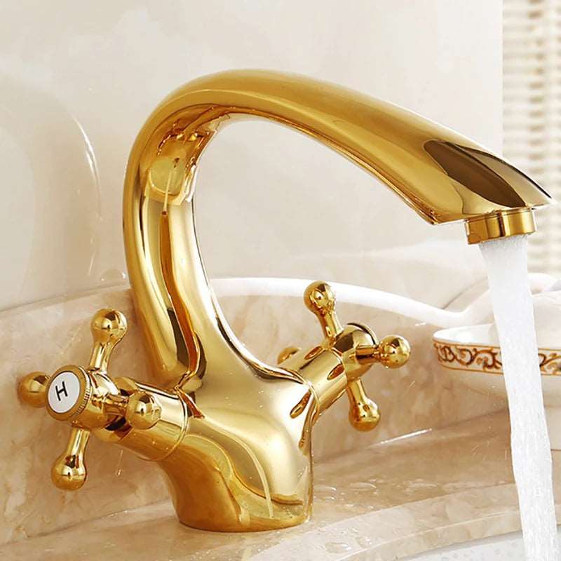 Luxury crystal brass gold bathroom basin sink faucet