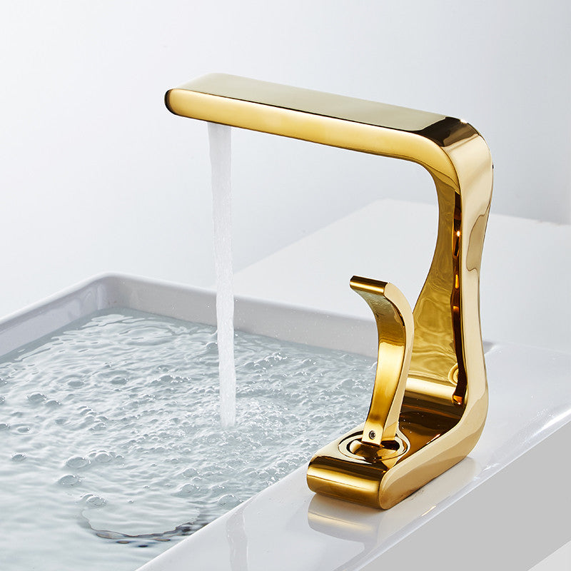 Basin Faucet Gold and White Bathroom Faucet Mixer Tap