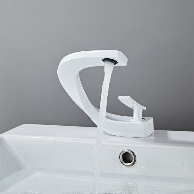 Basin Faucet White and Gold Bathroom Mixer Tap