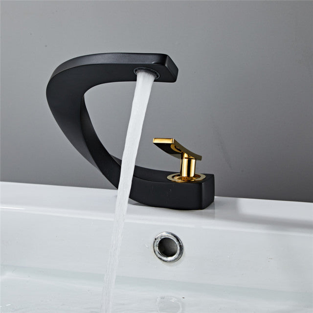 Basin Faucet White and Gold Bathroom Mixer Tap