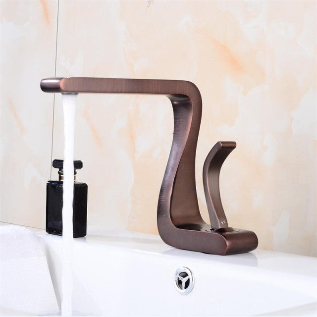 Basin Faucet Gold and White Bathroom Faucet Mixer Tap