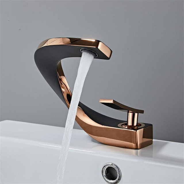 Basin Faucet White and Gold Bathroom Mixer Tap