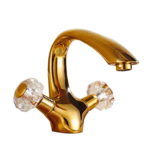 Luxury crystal brass gold bathroom basin sink faucet